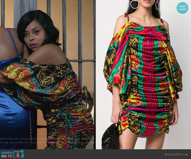 Patterned Gathered Dress by Giuseppe Di Morabito worn by Cookie Lyon (Taraji P. Henson) on Empire