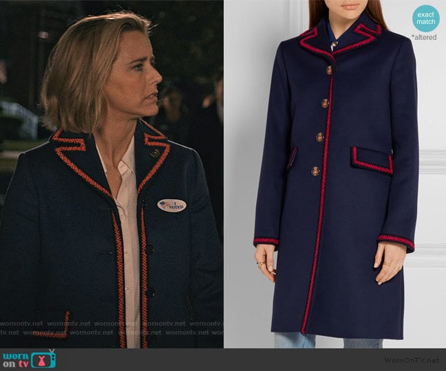 Embroidered Wool Coat by Gucci worn by Elizabeth McCord (Téa Leoni) on Madam Secretary