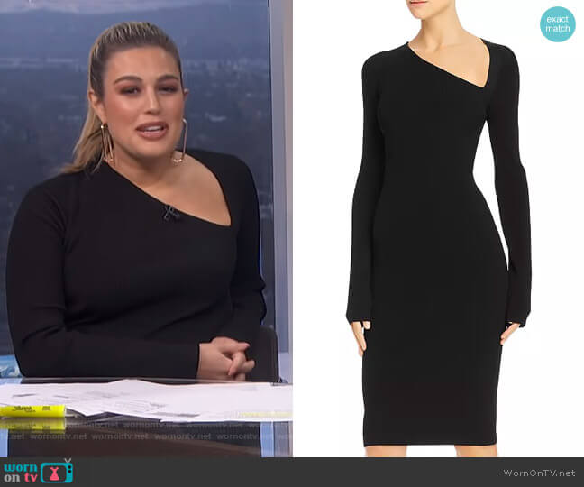 Asymmetric Ribbed Bodycon Dress by Helmut Lang worn by Carissa Loethen Culiner on E! News