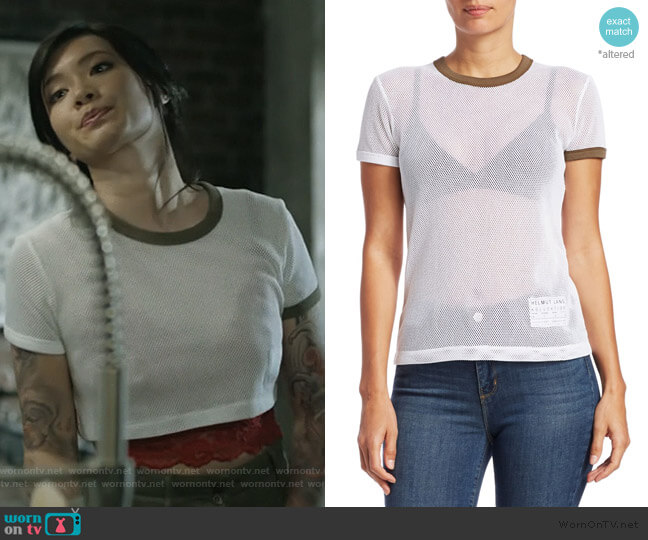 Mesh Baby Ringer Tee by Helmut Lang worn by Chantal Thuy on Black Lightning
