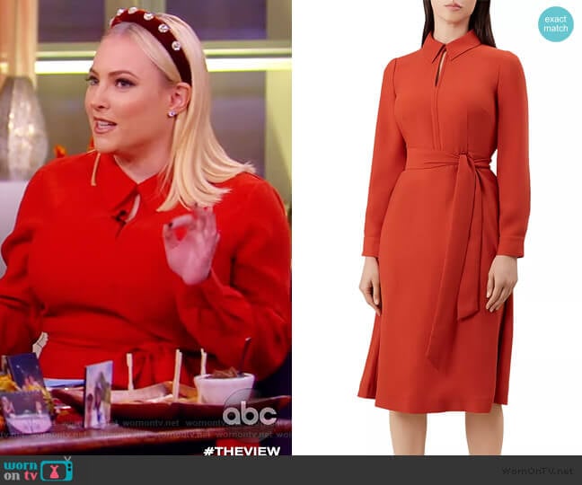 WornOnTV: Meghan’s red tie waist dress on The View | Meghan McCain ...