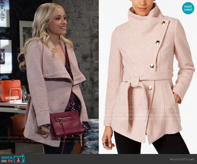 INC International Concepts Textured Wrap Coat worn by Lulu Spencer Falconeri (Emme Rylan) on General Hospital