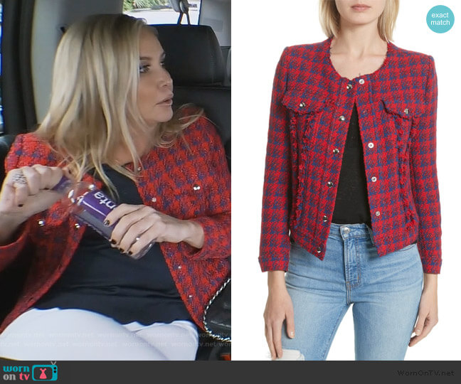 Quilombre Houndstooth Tweed Jacket by IRO worn by Shannon Beador on The Real Housewives of Orange County