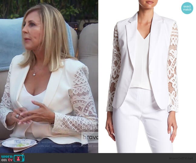 Lace Back Blazer by Insight worn by Vicki Gunvalson on The Real Housewives of Orange County