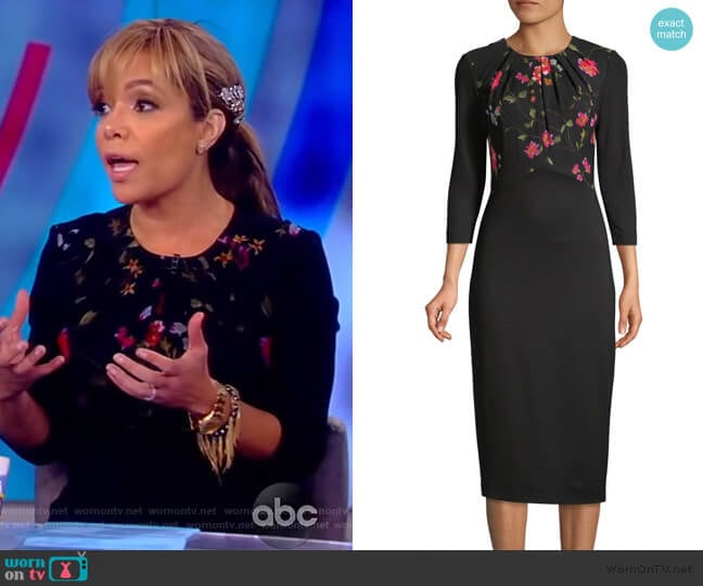 Floral Vine Stretch Ponte Sheath Dress by Jason Wu worn by Sunny Hostin on The View