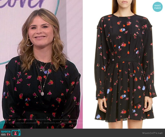 Floral Long Sleeve Silk Dress by Jason Wu worn by Jenna Bush Hager on Today