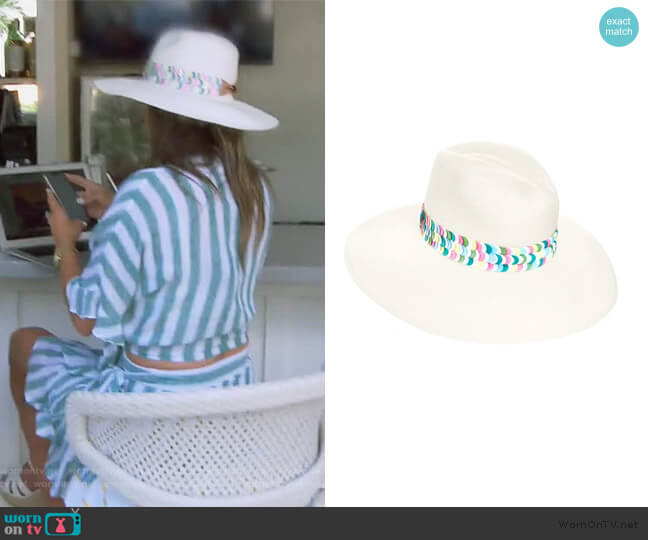 The Aleria Multi Colored Panama Hat by Jaunt worn by Kelly Dodd on The Real Housewives of Orange County