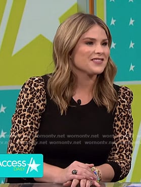 Jenna’s leopard print sleeve sweater on Access Hollywood