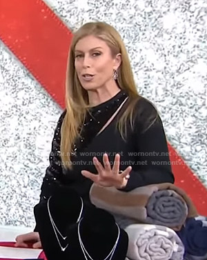 Jill’s black sequin panel cutout sweater on Today