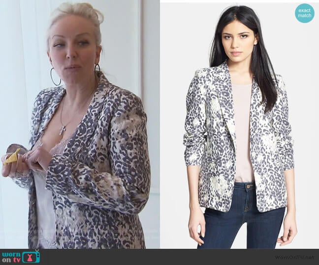 Mehira Animal Print Linen Blazer by Joie worn by Margaret Josephs on The Real Housewives of New Jersey