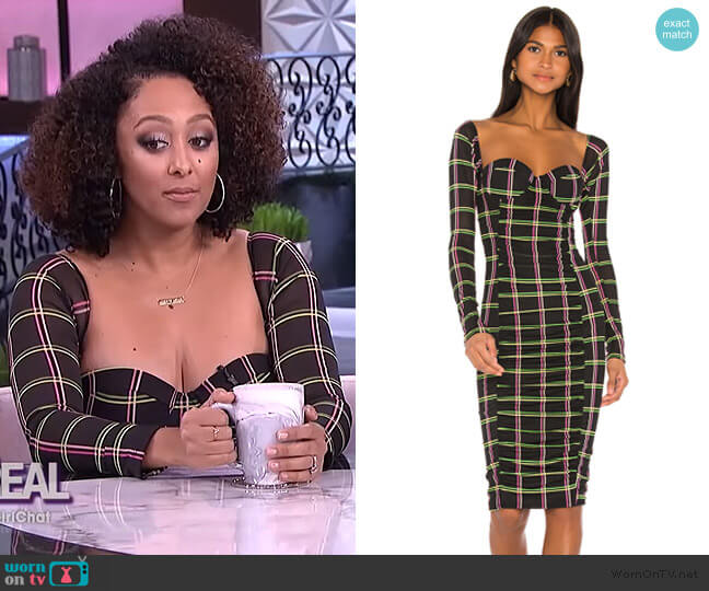 x REVOLVE Ruched Midi Dress by Jonathan Simkhai worn by Tamera Mowry  on The Real
