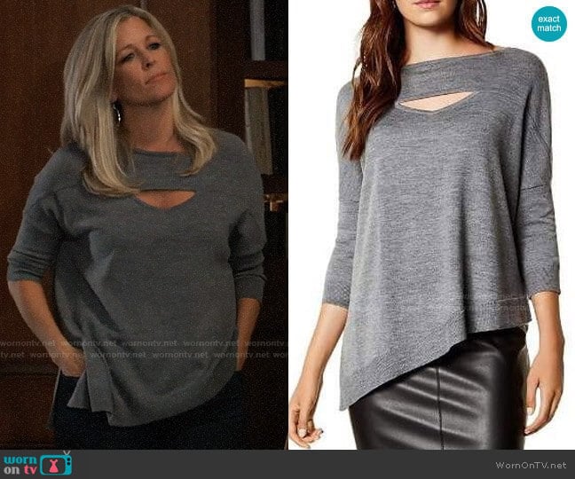 Karen Millen Asymmetric Cutout Wool Sweater worn by Carly Spencer (Laura Wright) on General Hospital