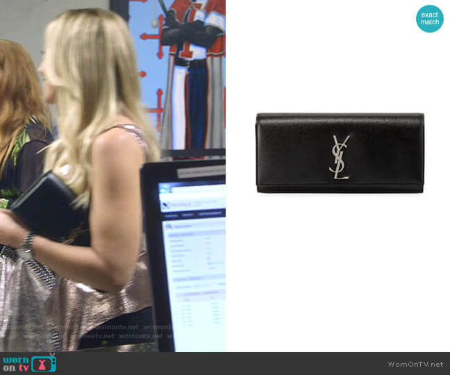 Kate Monogram YSL Clutch Bag by Saint Laurent worn by Stephanie Hollman  on The Real Housewives of Dallas