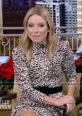 Kelly's white animal print mini dress on Live with Kelly and Ryan