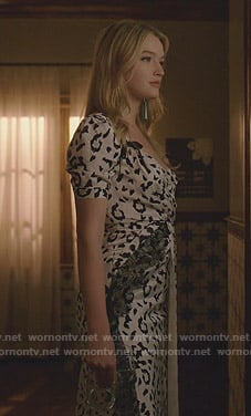 Kirby’s white leopard print dress on Dynasty