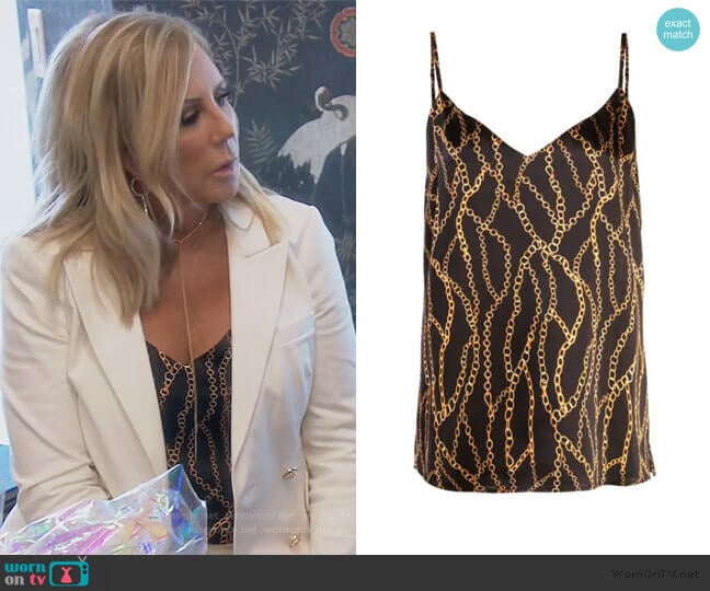 Chain Print Camisole Top by L'Agence worn by Vicki Gunvalson on The Real Housewives of Orange County