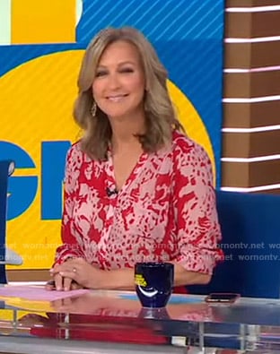 Lara’s red abstract print blouse on Good Morning America