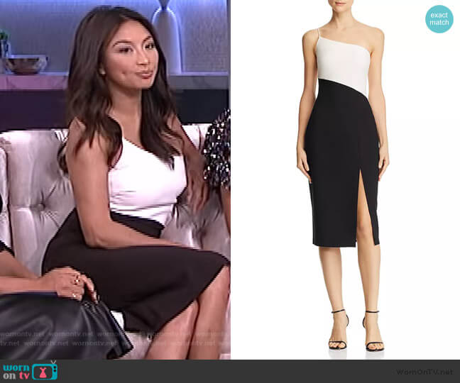 Cassidy Two-Tone One-Shoulder Midi Dress by Likely worn by Jeannie Mai on The Real