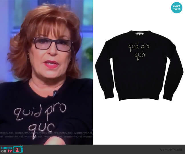 quid pro quo sweater by Lingua Franca worn by Joy Behar on The View