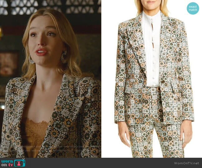 Lounge Blazer in Graphic Floral by Smythe worn by Kirby Anders (Maddison Brown) on Dynasty