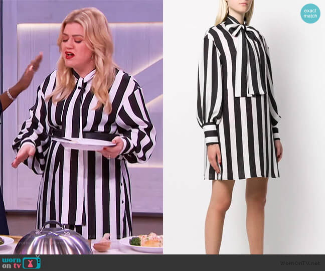 Striped Shirt Dress by MSGM worn by Kelly Clarkson on The Kelly Clarkson Show