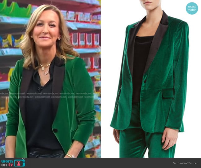 WornOnTV: Lara’s green velvet blazer on Good Morning America | Lara ...