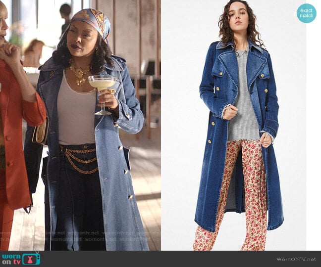 Denim Military Trench Coat by Michael Kors worn by Cookie Lyon (Taraji P. Henson) on Empire