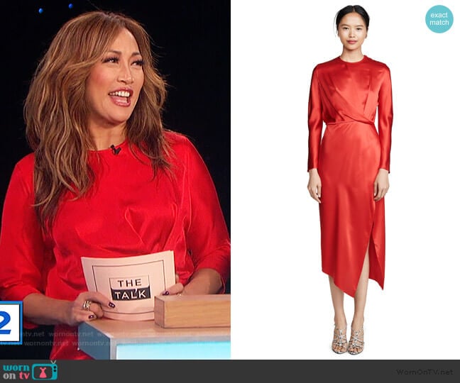 Origami Midi Dress by Michelle Mason worn by Carrie Inaba on The Talk