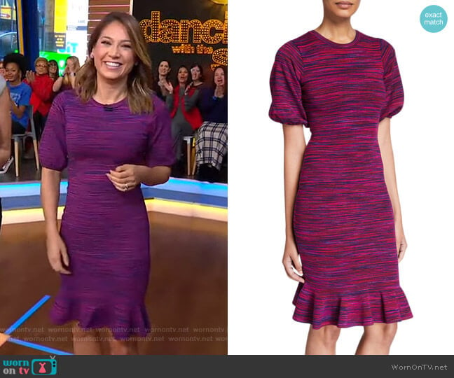 Space Dye Puff-Sleeve Dress by Milly worn by Ginger Zee on Good Morning America