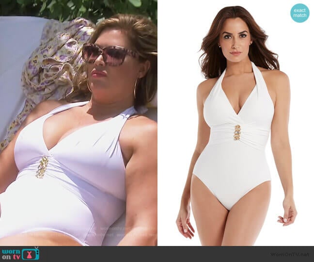 Rock Solid Rockstar One Piece Swimsuit by Miraclesuit worn by Emily Simpson on The Real Housewives of Orange County