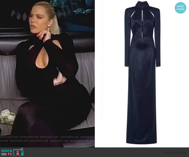 Shinny Ribs Long Sleeve Gown by Mugler worn by Kourtney Kardashian  on Keeping Up with the Kardashians
