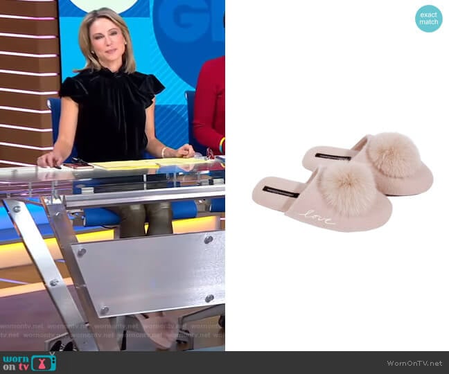 Puff Love Slipper by Naked Cashmere worn by Amy Robach on Good Morning America