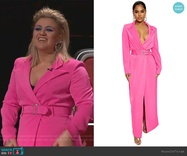 Buckle Up Baby Blazer Dress by Naked Wardrobe worn by Kelly Clarkson on The Voice