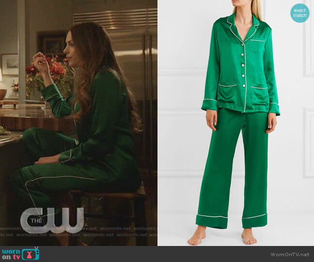 Coco Pajama Set by Olivia von Halle worn by Fallon Carrington (Elizabeth Gillies) on Dynasty