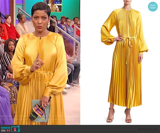 WornOnTV: Tamron’s yellow pleated dress on Tamron Hall Show | Tamron ...