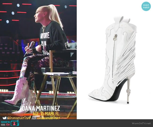 Panelled Cowboy Boots by Philipp Plein worn by Gwen Stefani on The Voice