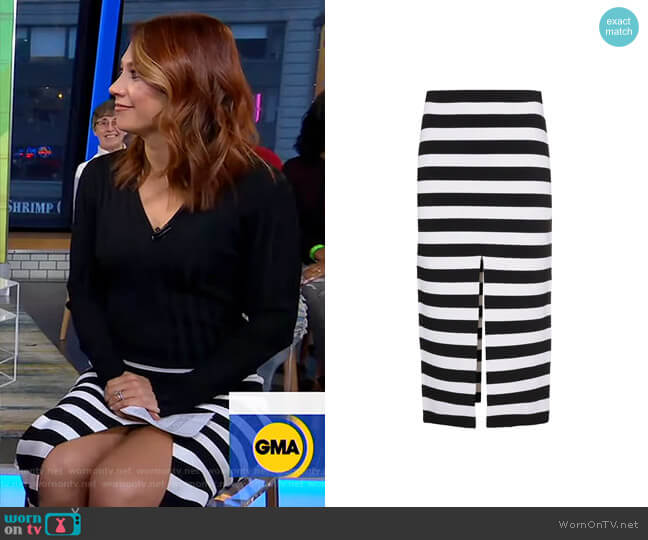 Stripe Knit Pencil Skirt by Proenza Schouler worn by Ginger Zee on Good Morning America