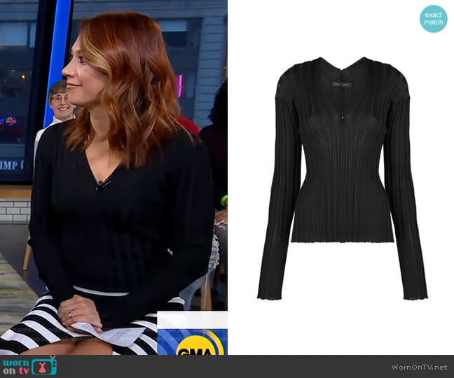 Zip Neck Ribbed Top by Proenza Schouler worn by Ginger Zee on Good Morning America