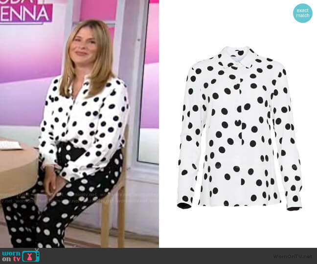 Polka Dot Button Front Top by Pearl by Lela Rose worn by Jenna Bush Hager  on Today