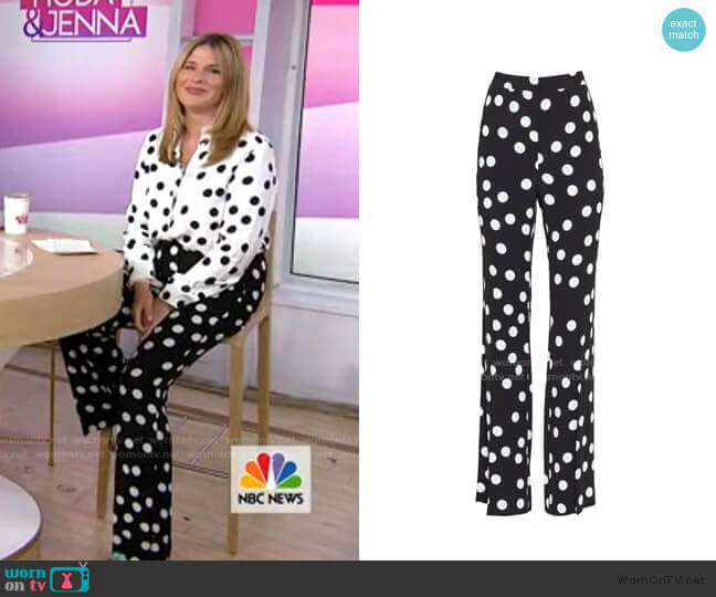 Polka Dot Ruthie Pant by Pearl by Lela Rose worn by Jenna Bush Hager on Today