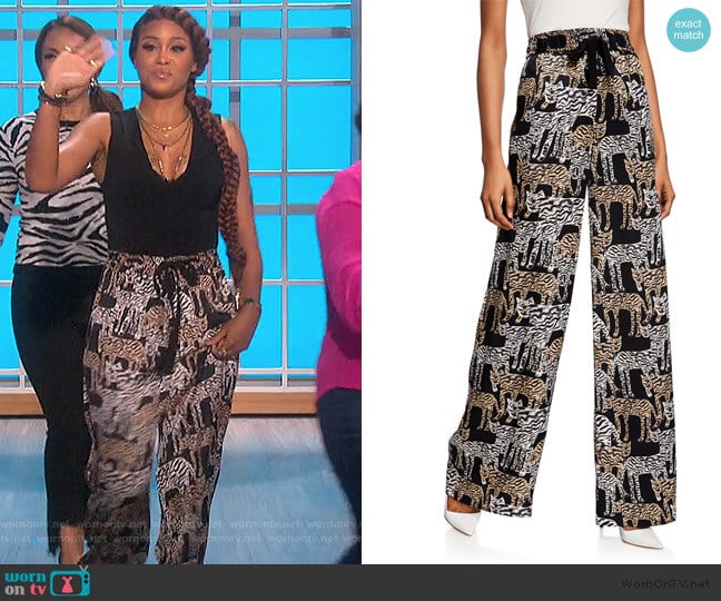 Artisanal Tiger-Print Pants by Prabal Gurung worn by Eve on The Talk