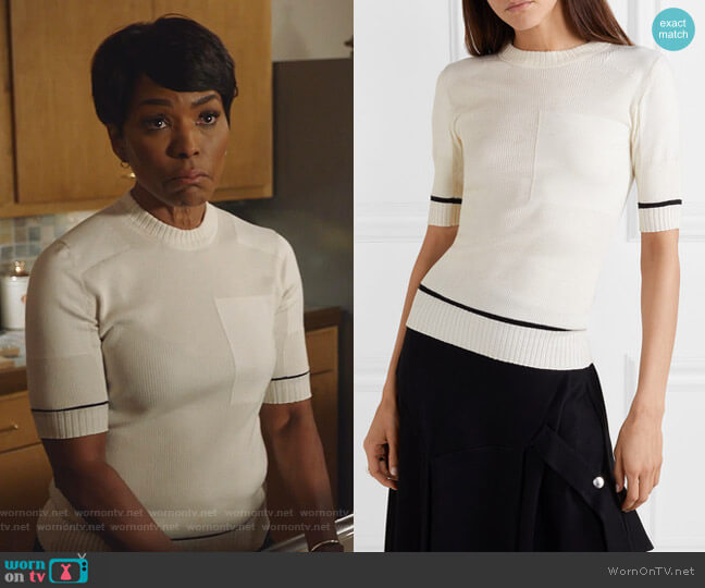 Ribbed Silk-Blend sweater by Proenza Schouler worn by Athena Grant (Angela Bassett) on 9-1-1