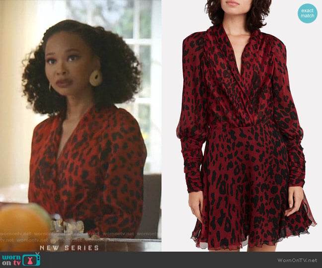 Leo Leopard Crepe Mini Dress by Redemption worn by Monica Colby (Wakeema Hollis) on Dynasty