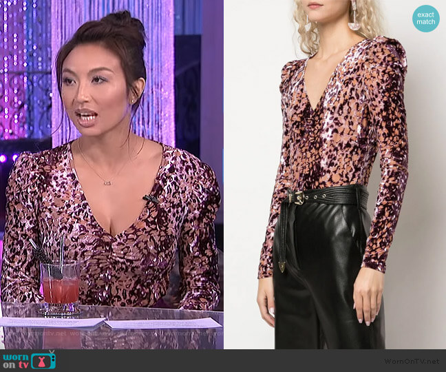 Animal Print Bodysuit by Rachel Zoe worn by Jeannie Mai on The Real