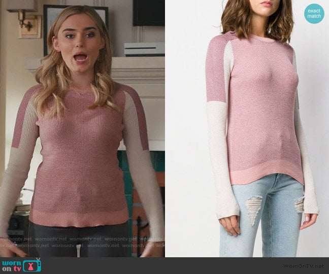 Tia Sweater by Rag and Bone worn by Taylor Otto (Meg Donnelly) on American Housewife