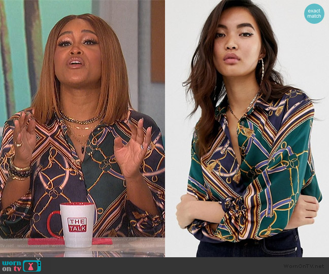 River Island shirt in chain print by River Island worn by Eve on The Talk