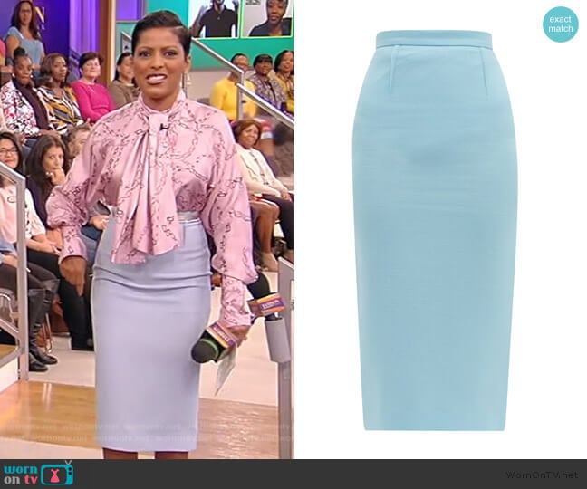 WornOnTV: Tamron’s pink chain print tie blouse on Tamron Hall Show ...