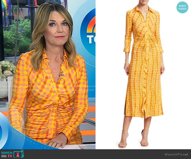 Ruched Gingham Midi Shirtdress by Altuzarra worn by Savannah Guthrie on Today