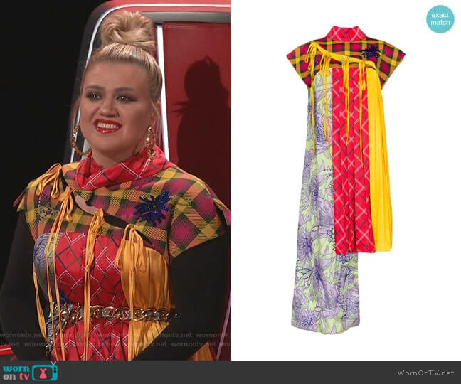 Asymmetric Deconstructed Cheongsam Dress by Shuting Qiu worn by Kelly Clarkson on The Voice