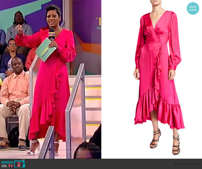 Ruby V-Neck Blouson-Sleeve High-Low Ruffle Dress by Sachin & Babi worn by Tamron Hall  on Tamron Hall Show